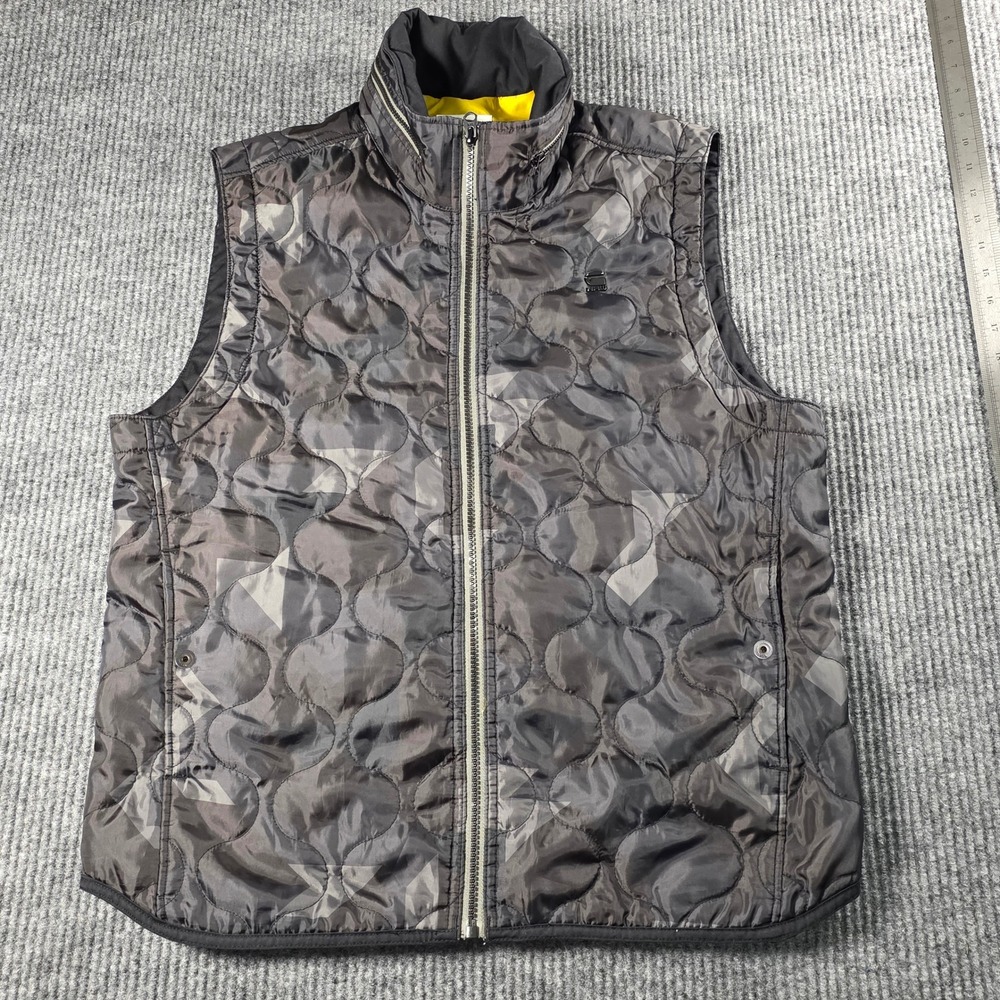 G-Star Raw Mens Quilted Puffer Vest XL Camo Grey Full Zip‎ Lightweight Layer